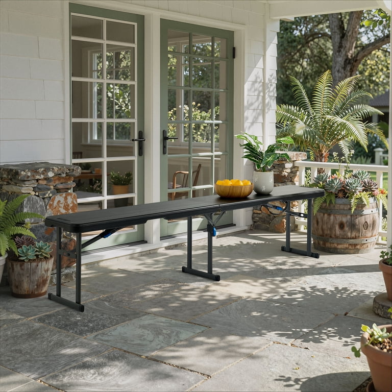 Mainstays 6 Foot Fold-in-Half Bench, Steel Frame, Indoor Outdoor