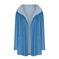 thumbnail image 4 of Lightweight Mid Length Cardigans for Women Long Sleeve Solid Color Open Front Top with Hooded Thin Pockets Hoodies (Blue XL), 4 of 5