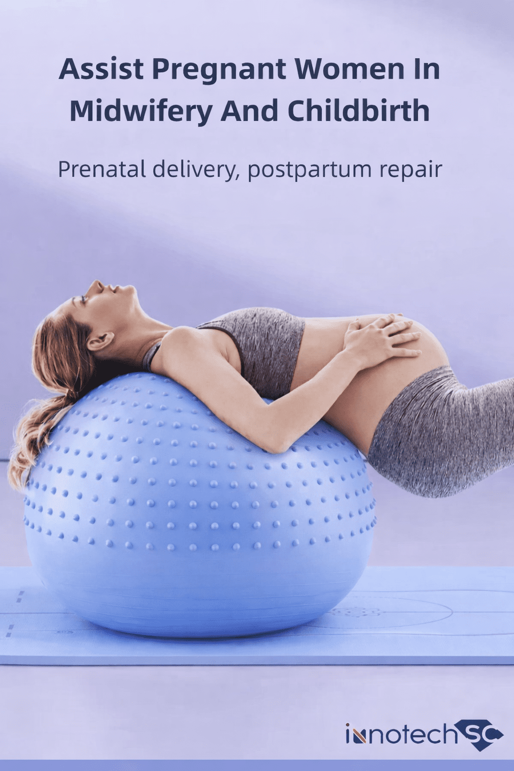 Innotech SC 65 cm (25.5 Inch) 2-in-1 Massage & Yoga Exercise Ball with Pump, Anti-Burst Stability Ball for Fitness, Pregnancy, Office Chair & Balance Training, Blue