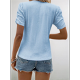 thumbnail image 3 of Top de Punto Texturizado de Color Liso con Mangas Abullonadas y Cuello en V en Azul XXL, 3 of 5