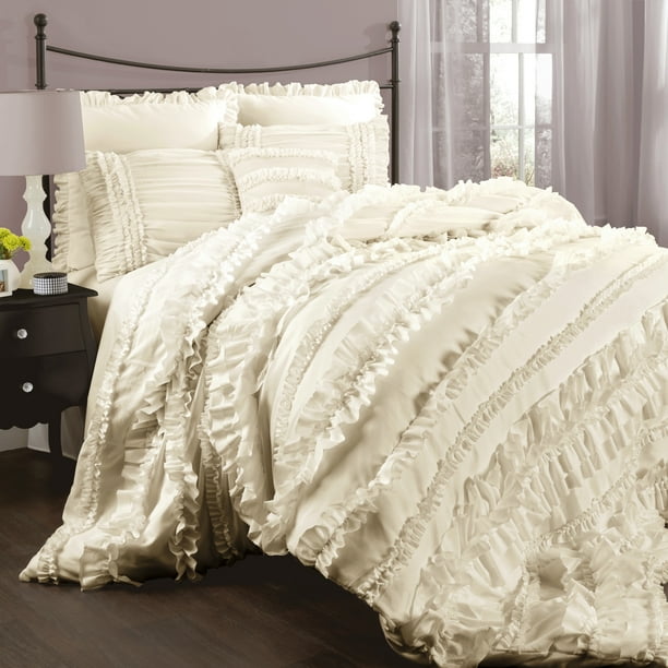 Lush Decor Belle Textured Polyester Ruffle Detail Comforter, Queen