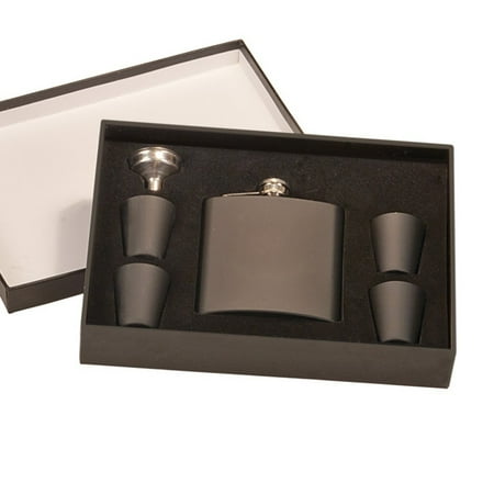 Glassware Flask - Monogram Matte Black Flask Set in Gift Box
