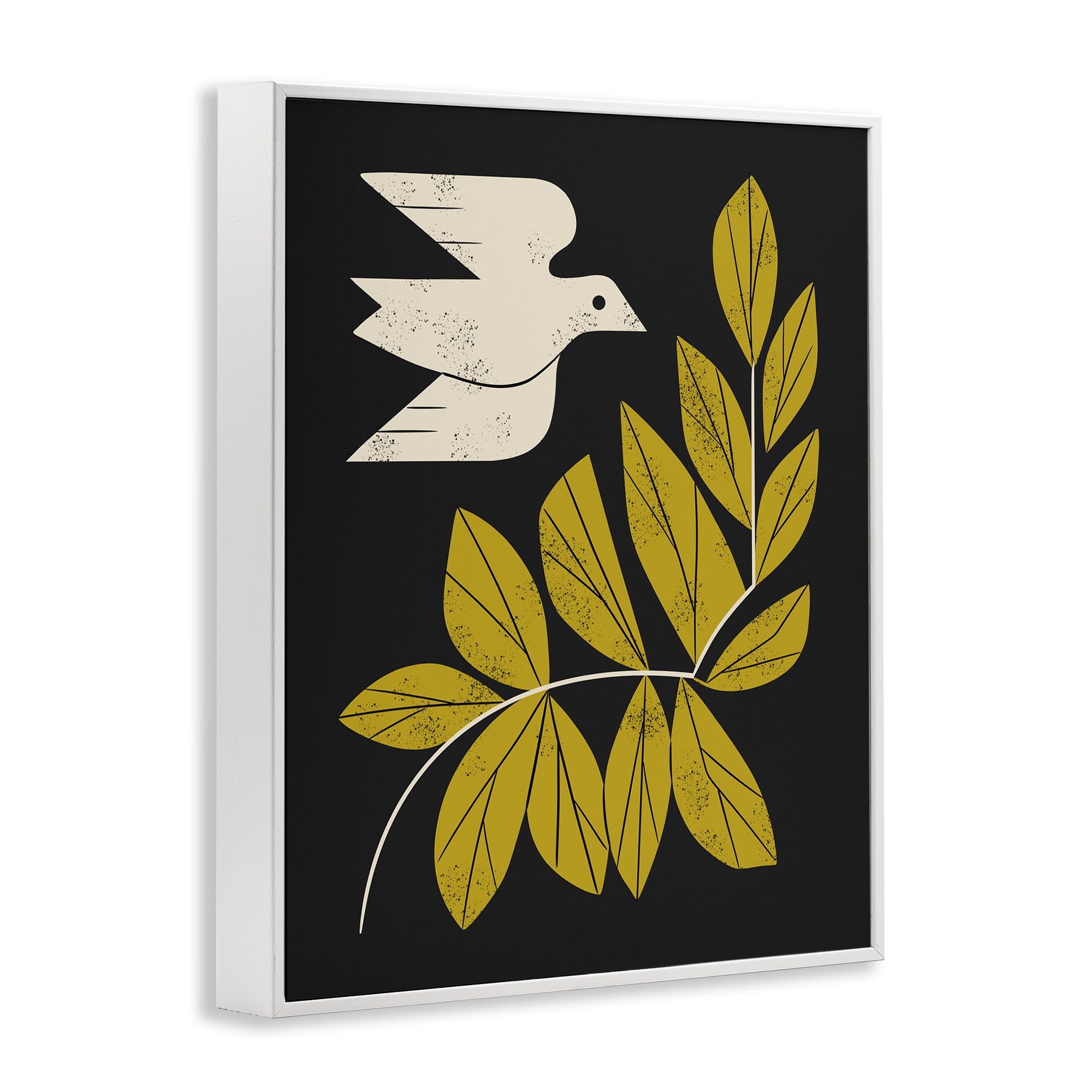Stupell Industries Midcentury Dove & Branch White Framed Giclee Art, design by Renea L. Thull