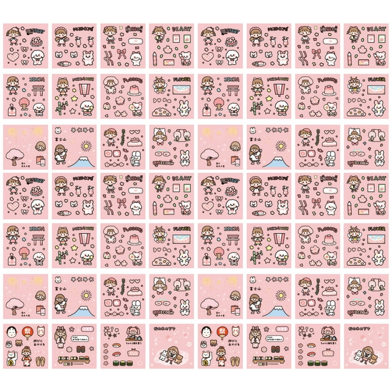 Kawaii Stickers Girl Pink Cartoon Pattern PET Photo Album DIY
