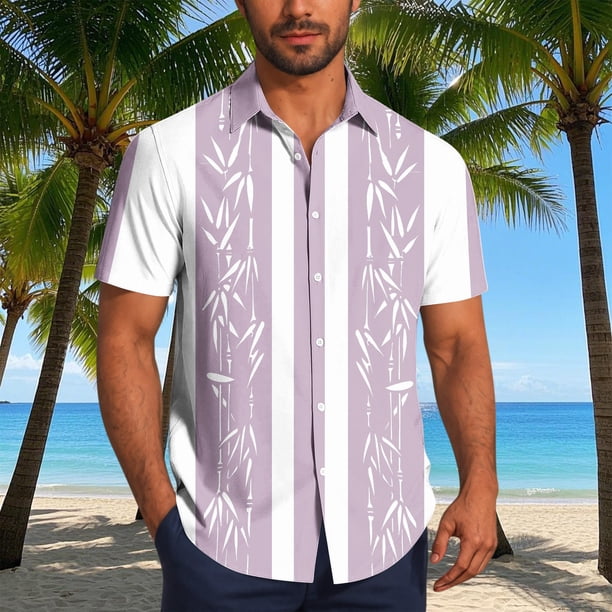Blusa y camisa de manga corta con cuello vuelto Camisa casual para hombre Camisa de bolos vintage de manga corta Camisas de verano de playa cubana Camisa con botones Blusa para hombre Poliéster