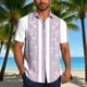 thumbnail image 1 of Blusa y camisa de manga corta con cuello vuelto Camisa casual para hombre Camisa de bolos vintage de manga corta Camisas de verano de playa cubana Camisa con botones Blusa para hombre Poliéster, 1 of 6