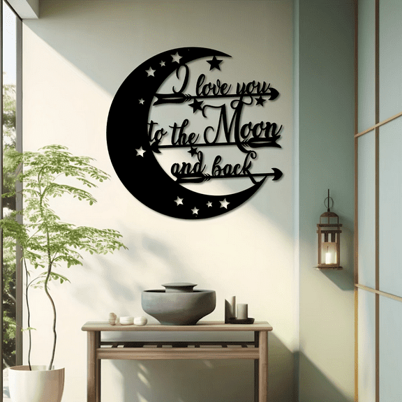 Art Deco Metal Wall Art, I Love You to the Moon and Back Sign, Unique Modern Home Decor