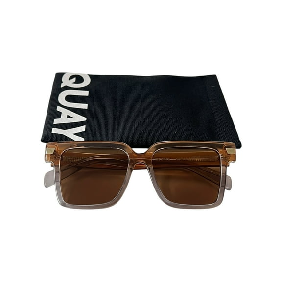Quay Australia My Type Square Sunglasses Tan Clear Brown 46MM