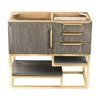 James Martin Vanities 36" Single Vanity Cabinet, Ash Gray, Radiant Gold