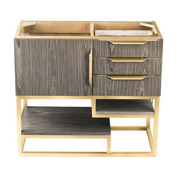 James Martin Vanities 36" Single Vanity Cabinet, Ash Gray, Radiant Gold