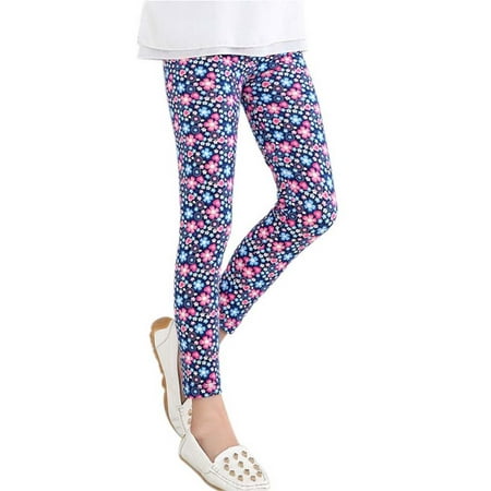 

Baby Kids Girls Flower Printed Long Pants Stretch Leggings Trousers 2-14Y
