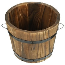 Pawsdot Barrel Shape Rustic Flower Pot Wooden Container for Indoor Plants 1Set