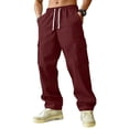 thumbnail image 6 of Lumtrix Men's Relaxed Fit Cargo Pants Baggy Straight Leg Casual Work Sweatpants with Pockets for Hiking Fishing Wine 2XL, 6 of 9