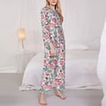 thumbnail image 5 of Wukai Flower Leaves Print Women's Pajama Set - Soft Long Sleeve Sleepwear for Comfort and Style-, 5 of 9
