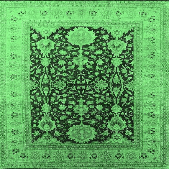 Ahgly Company Indoor Square Oriental Emerald Green Traditional Area Rugs, 8' Square