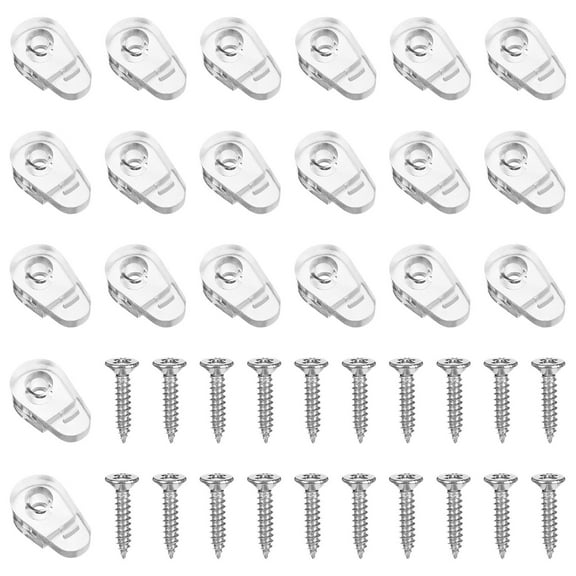 Toyvian 20Pcs Clear Plastic Mirror Clips Fixing Clips with Screws for Home Use