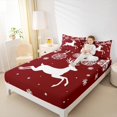 thumbnail image 4 of Manfei Wild Christmas Reindeer Twin Sheet Sets,Xmas Snwoflake Twin Fitted Sheet,Red White Flat Sheet For Girls Boys,Super Cozy Room Decor,3 Pieces, 4 of 7