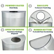 Alpine Half Round Trash Can Open Top - Modern 12 Gallon Trash Can Stainless Steel Space Saving Indoor Commercial Trash Can, Perfect for for Bathroom. Office, Lobby and Business.