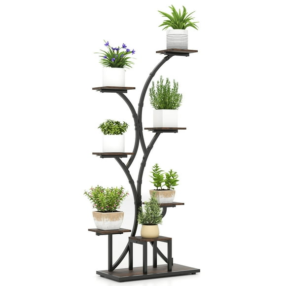 Gymax 58'' Tall 8-Tier Corner Metal Plant Shelf for Multiple Plants Living Room Balcony