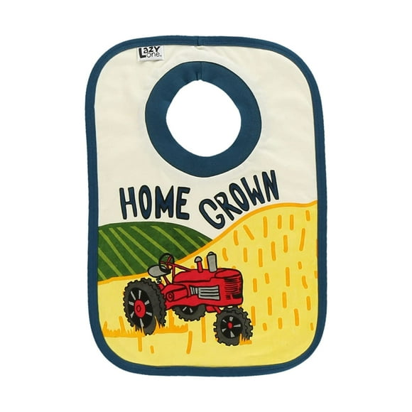 LazyOne Animal-Print Baby Bibs, cute Baby Shower gifts, One Size,Tractor, Farming, crops (Home grown, ONE SIZE)