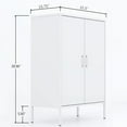 thumbnail image 3 of Metal Storage Locker Cabinet, Steel Accent Storage Cabinet with Adjustable Shelves, Free Standing Sideboard Cabinet for Office Home,White, 3 of 4