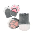 thumbnail image 2 of Pantuflas peludas con forma de pata de animal para cosplay, fiestas, bailes de máscaras Gris, 2 of 8