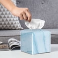 thumbnail image 6 of Picia Blue Marble Pattern Tissue Box Cover,PVC Leather Square Holder,Tissue Box Holder with Magnetic Bottom,Facial Paper Organizer Dispenser-5.2"X5.2"X5.2", 6 of 8