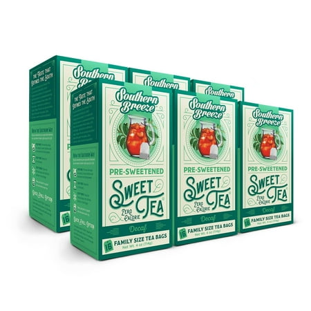 Southern Comfort Sweet Tea Southern Breeze Family Size Sweet Tea Bags, Decaffeinated, Zero Calories 16 Count (Pack of 6) Decaf Pack of 6 ()