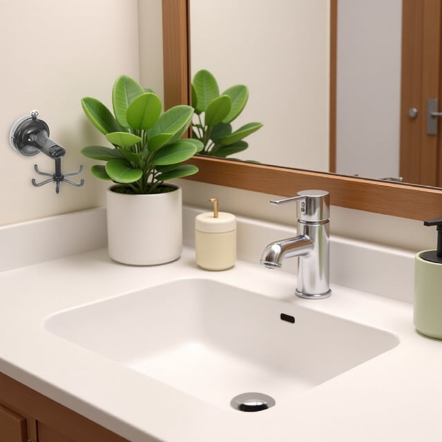 WASHWEPE 2Ud Organizador De Ventosa Para Cocina Con Gancho De Plástico Giratorio Y Seis Garras Resistentes