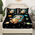 thumbnail image 2 of Erosebridal Cartoon Sloth Fitted Sheet Set Full, Cosmos Planets Stars Bed Set, Microfiber 3 Pieces, 2 of 5