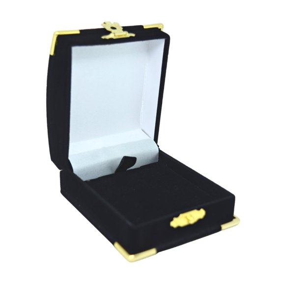 Novel Box Black Velour Treasure Chest Small Pendant Jewelry Box