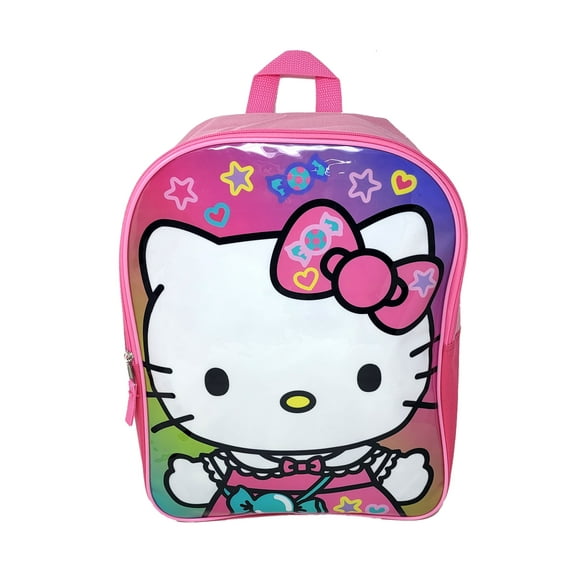 Hello Kitty Backpack 15" Sanrio Candies Bows Cat Pink Flat Front
