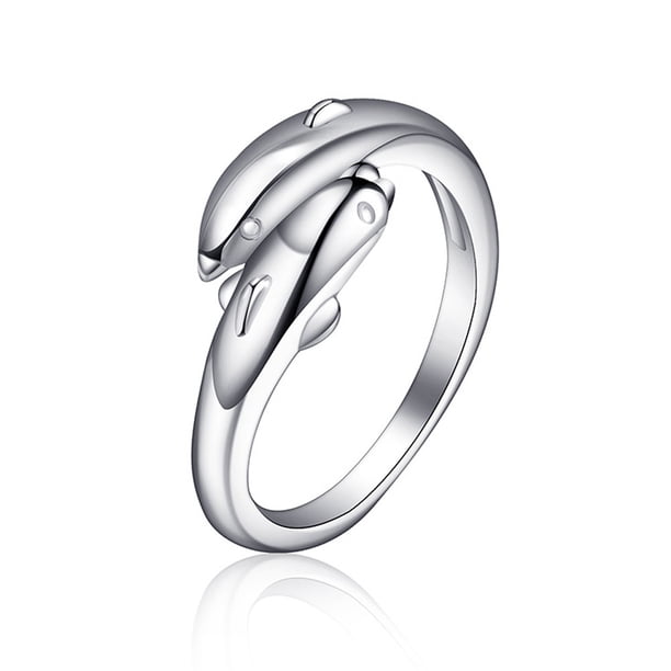 Anillos para mujer, regalos para mujer, anillo de delfines dorados, anillo abierto, anillo midi para el dedo meñique del pie, anillo plateado para mujer.