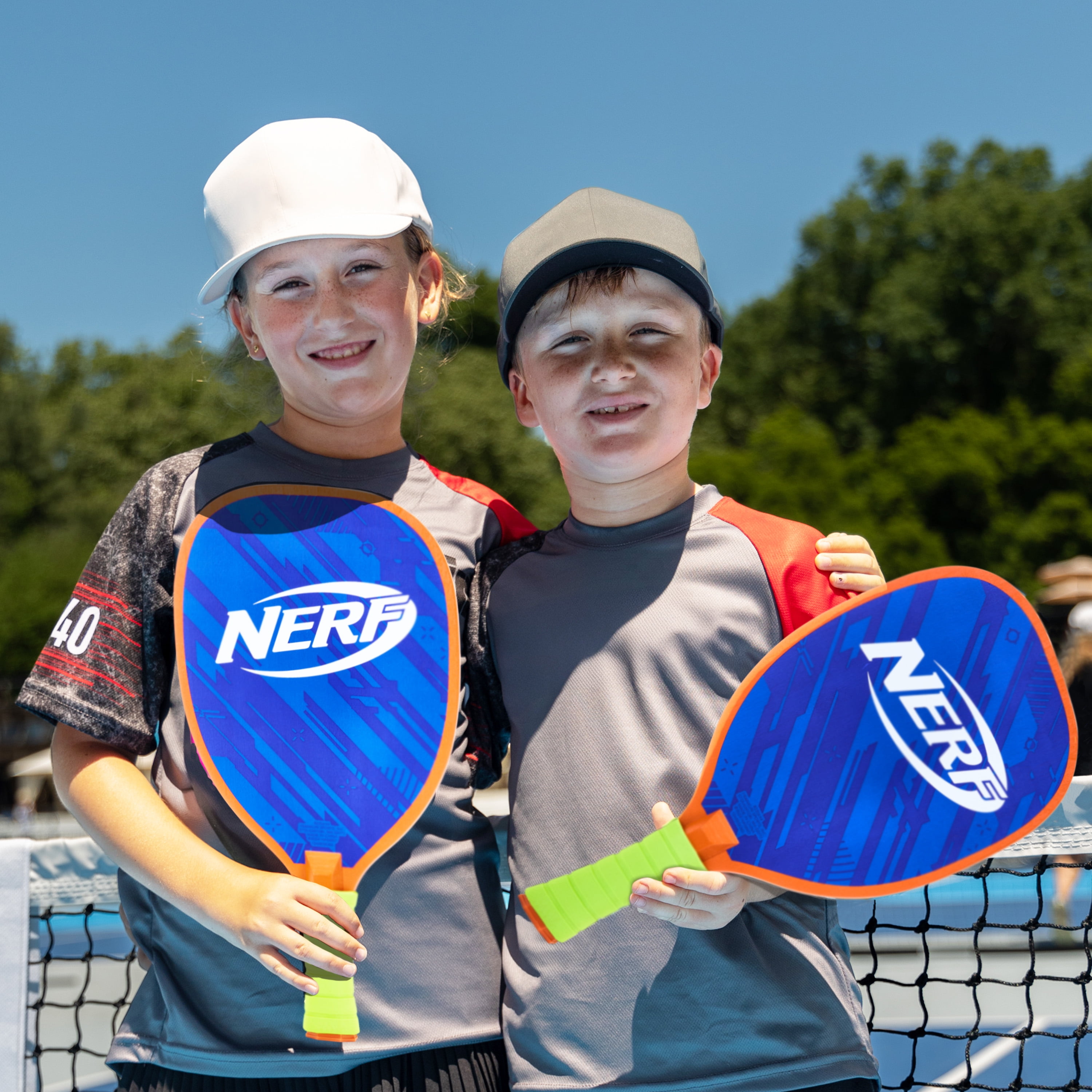 NERF 2 Player Pickleball Paddle Set - Youth Pickleball - (2) Wooden Paddles + (2) Pickleballs
