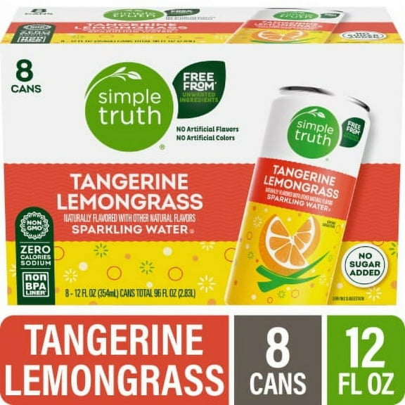 2X - Simple Truth Tangerine Lemongrass Sparkling Seltzer Water Cans