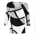 thumbnail image 6 of Jsaierl 3/4 Length Sleeve Womens Tops Casual V Neck Shirts Trendy Graphic Petite Blouses Classic Loose Fit Tunic Top S-3XL, 6 of 6