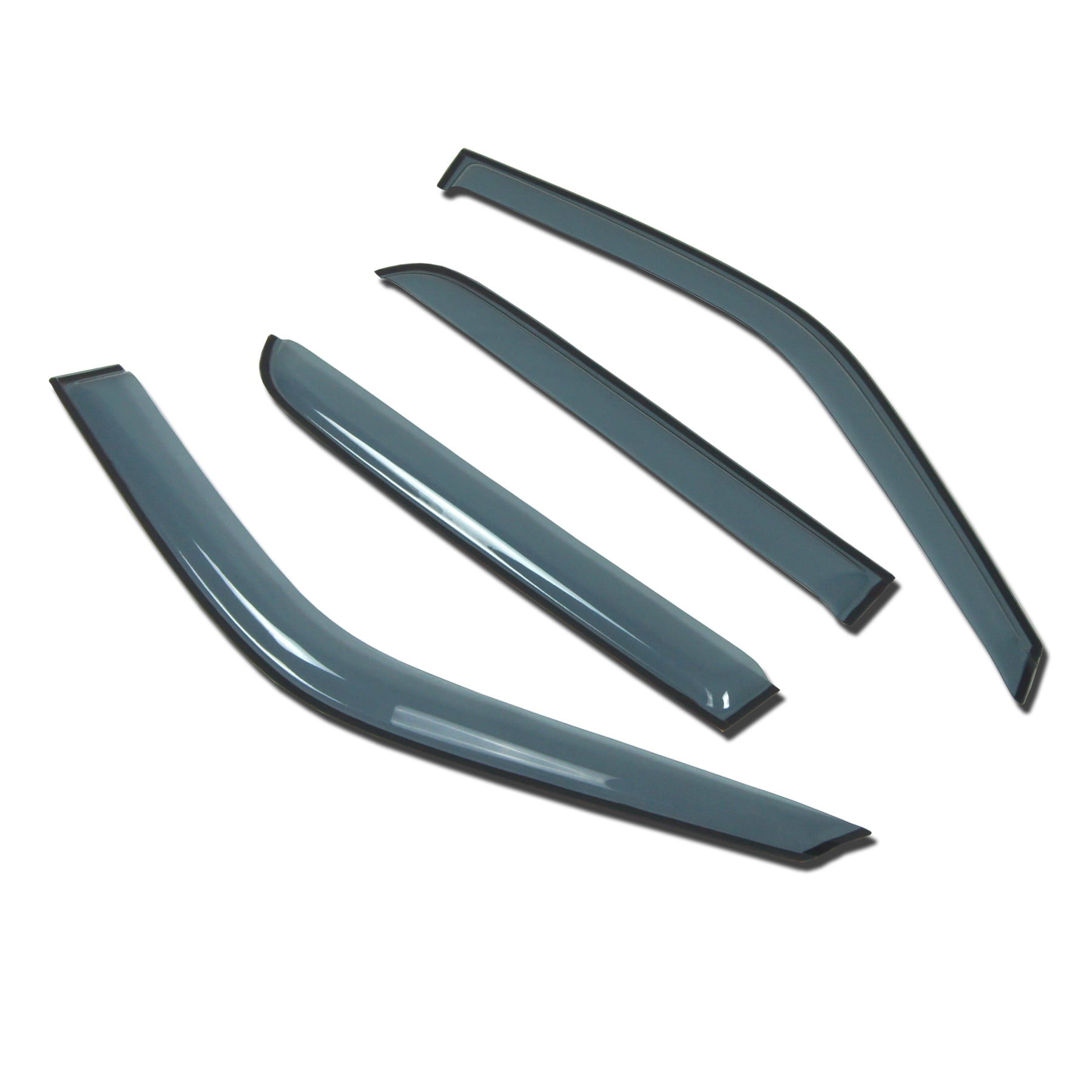 TuningPros LGWV-238 Out-Channel Window Visor Deflector Rain Guard Light Grey 4-pc Set
