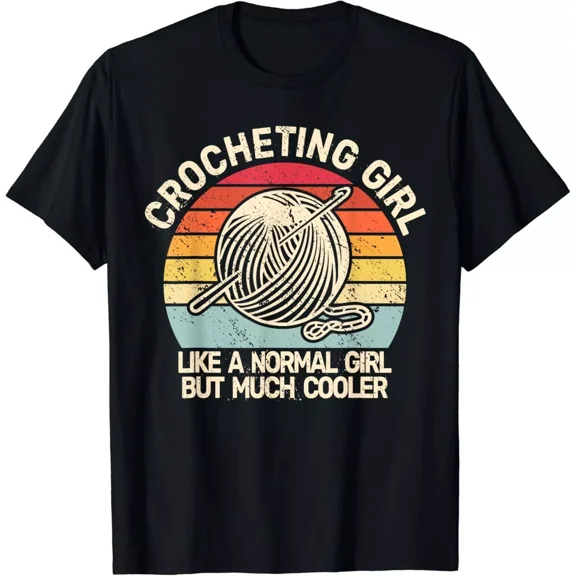 Crocheting Girl Vintage Crocheter funny for Womens Crochet Gift Unisex T-Shirt