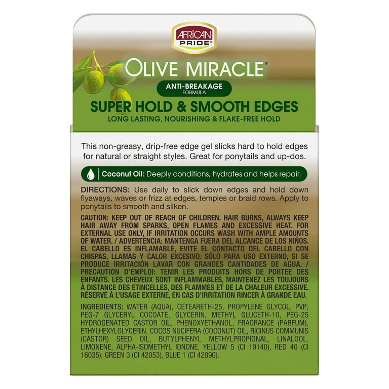 African Pride Olive Miracle Smooth Edges Gel, 2.25 oz, for