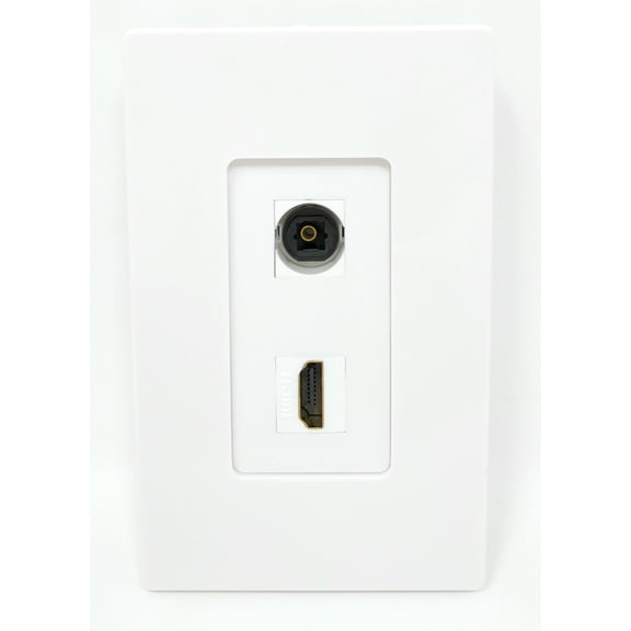RiteAV - 1 Toslink Digital Audio Port and 1 HDMI Port Wall Plate Screwless Decorative - White