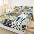 thumbnail image 4 of jejeloiu Rustic Fishing Quilt Bed Sheets,Cabin Plaid Pattern Full Size Sheets For Boys,Green Navy,4-Piece,1 Flat Sheet, 1 Fitted Sheet and 2 Pillowcases, 4 of 6