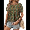 thumbnail image 2 of Blusas Informales de Negocios para Mujer, Moda de Verano, Camisetas con Mangas 3/4 con Volantes, Blusa Tipo Túnica Elegante e Informal. Verde S, 2 of 6