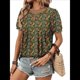 thumbnail image 2 of Blusas Informales de Negocios para Mujer, Moda de Verano, Camisetas con Mangas 3/4 con Volantes, Blusa Tipo Túnica Elegante e Informal. Verde L, 2 of 6