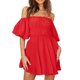 thumbnail image 1 of Vestido De Las Señoras Vestido de verano para mujer, minivestido europeo con hombros descubiertos para ir de compras (rojo XXXL) Ygjytge para Mujer Rojo T XL, 1 of 8
