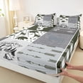 thumbnail image 4 of Retro Cabin Sheet Set 3Pcs Rustic Bear Deer Fitted Sheet Teens Adult, Hunting Wildlife Wild Animal Bed Sheets Twin Size Plaid Lodge Farmhouse Western Country Top Sheet, Grey White, 4 of 6