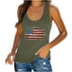thumbnail image 2 of ICHUANYI Clearance Independence Day Fashion Women's Summer Sleeveless Print Casual Tank Top Blouse(Army Green, XL) ICHUANYI WER2023081508840, 2 of 7