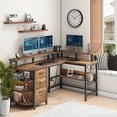 thumbnail image 3 of Vabches 67" L Shaped Computer Desk with LED Lights and Power Outlets, Reversible L Shaped Gaming Desk with 3 Drawers Hutch Monitor Stand, 3 of 8