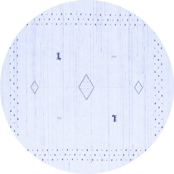 Ahgly Company Machine Washable Indoor Round Solid Blue Modern Area Rugs, 7' Round