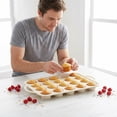 thumbnail image 7 of Silicone Mini Muffin Pan With Metal Reinforced Frame - 24 Cups Durable Silicone Cupcake Pan for Muffin, Cupcakes, BPA Free and Dishwasher Safe - 1 Piece Beige with Rainbow Spots, 7 of 7