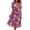 Hot Pink, variant on Women's Slimming Design Dress Floral Printed Short Sleeves Long Dress V-neck Sexy Casual Loose Dress Beach Holiday Dresses Female Elegant Atmospheric Straight Evening Dress Sky Blue S